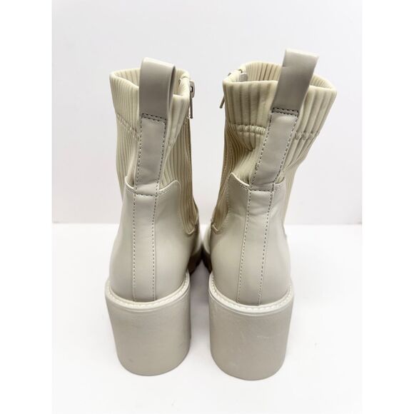 Bar III Boots Size 10 Cream Block Heel Womens Ribbed Ankle Booties - Picture 5 of 10